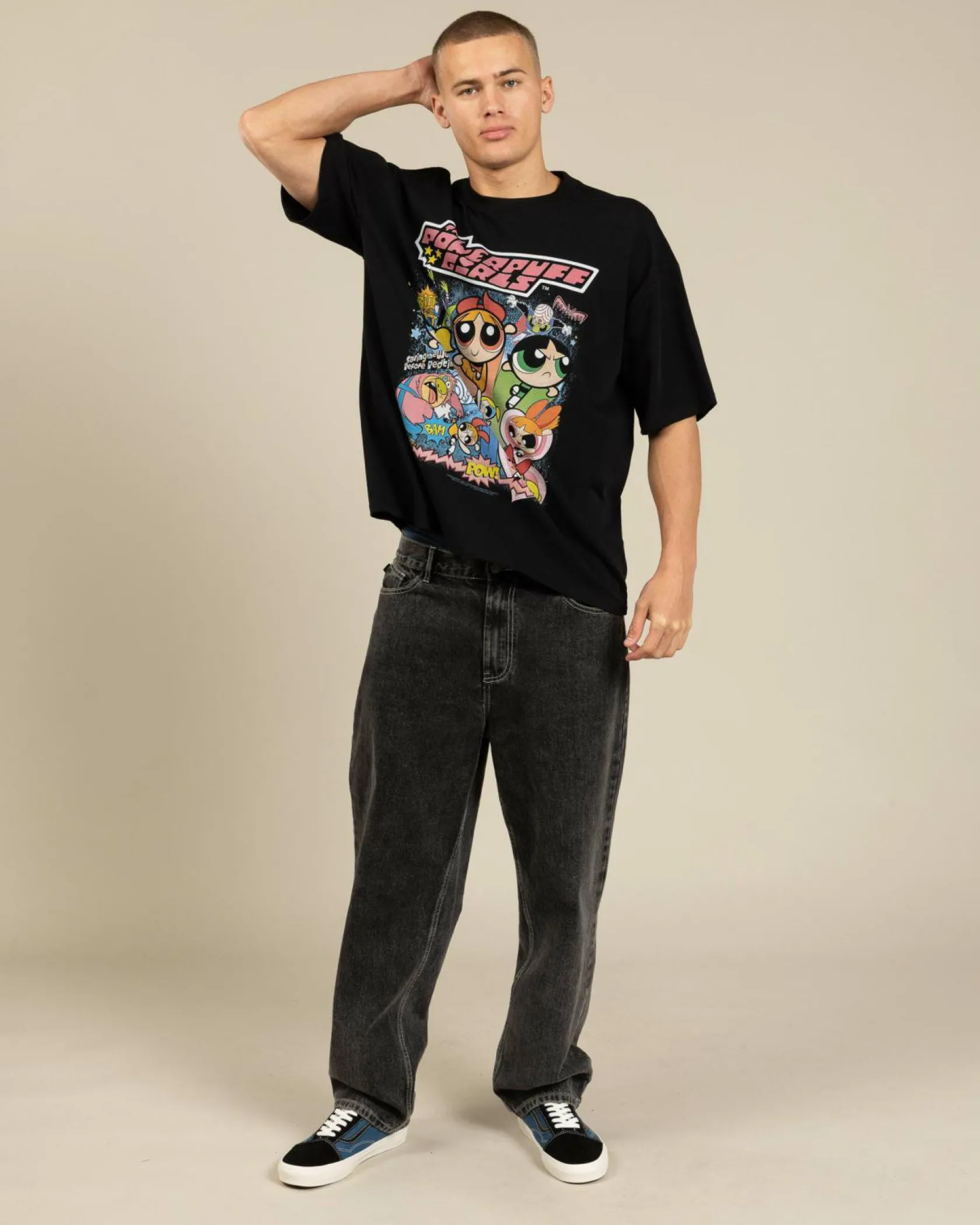 Threadheads Powerpuff Girls Vintage Oversized T-Shirt Black Outlet