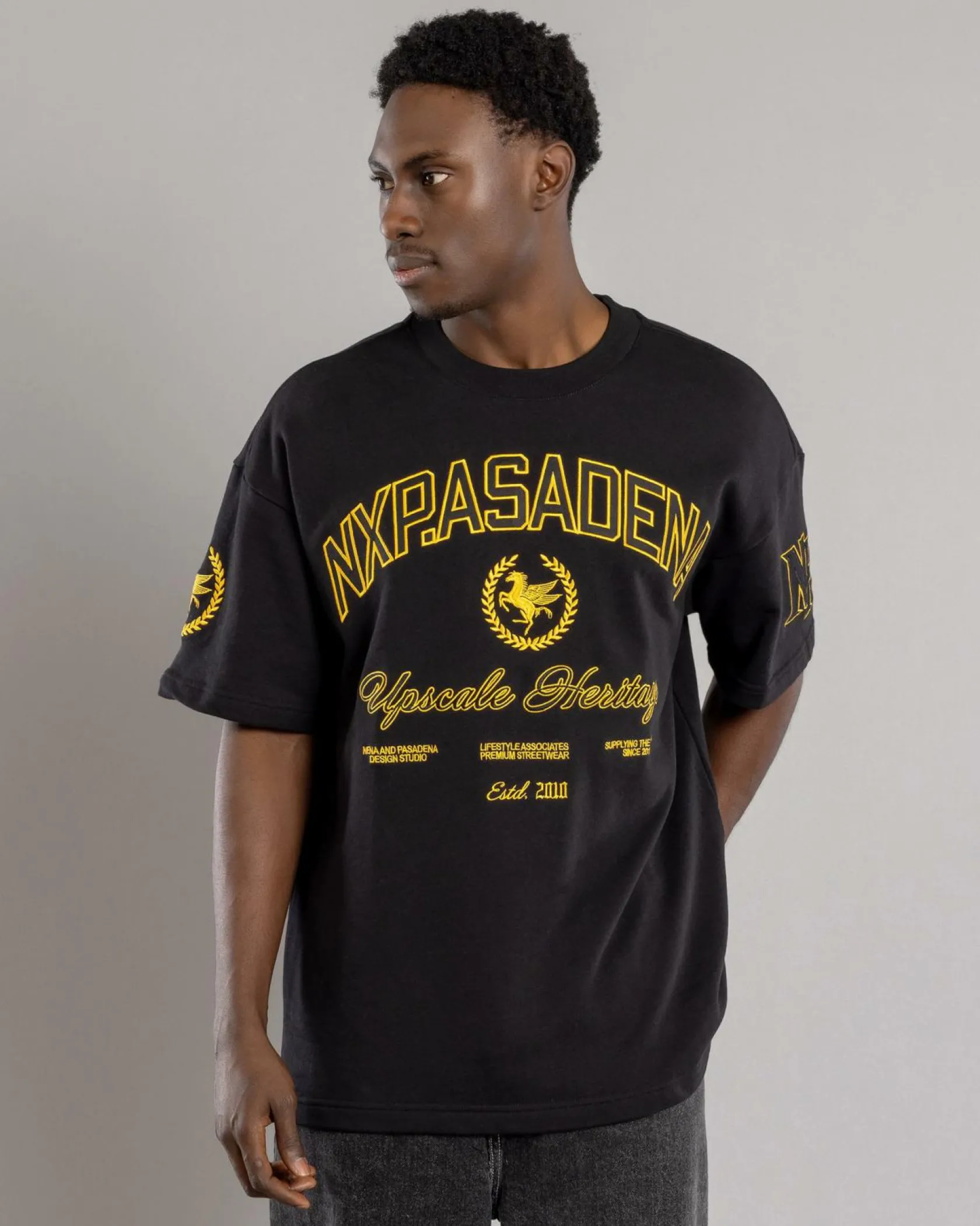 Nena & Pasadena Prima Loopback Raptor T-Shirt Jet Black New