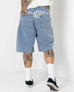 S-Double Print Denim Standard Shorts Light Blue Outlet