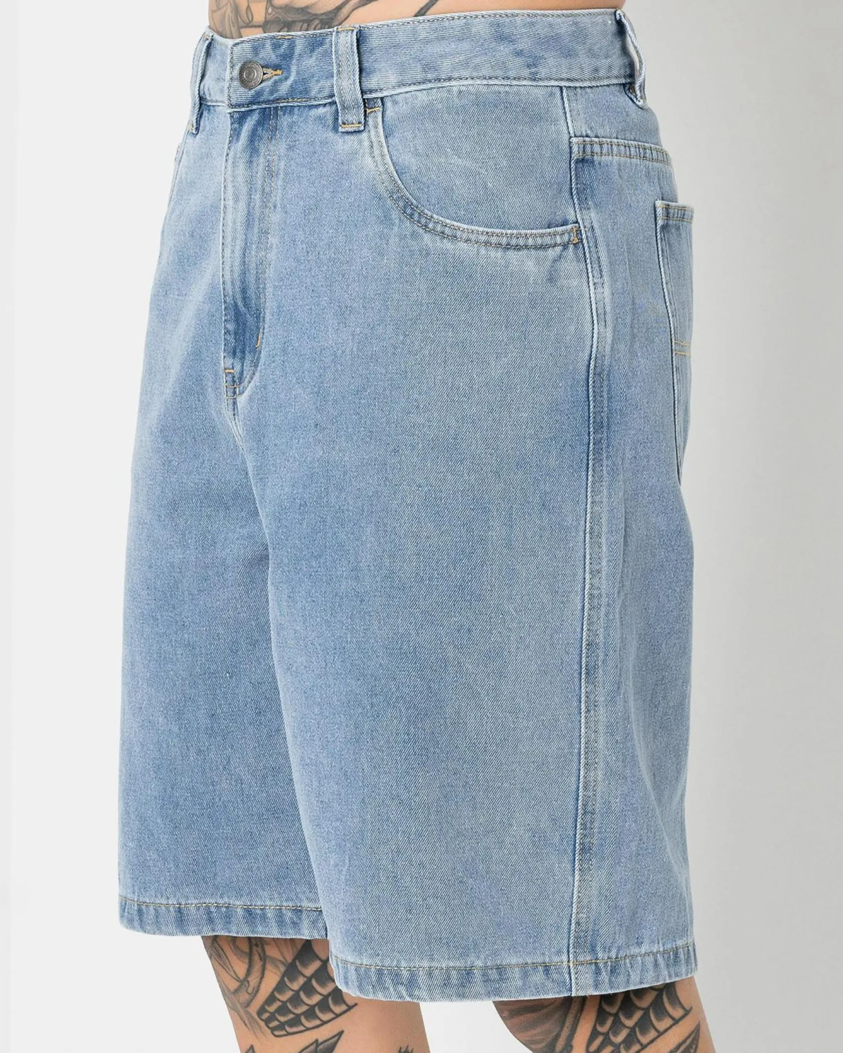 S-Double Print Denim Standard Shorts Light Blue Outlet