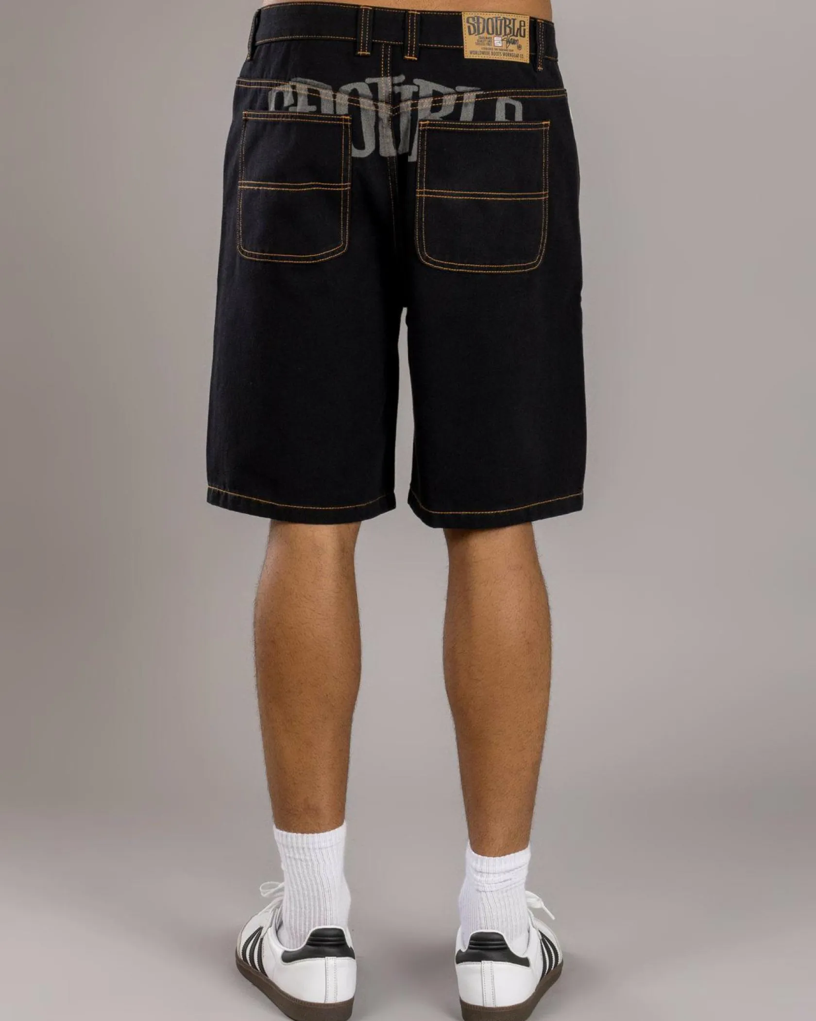 S-Double Print Denim Standard Shorts Double Dye Black Sale