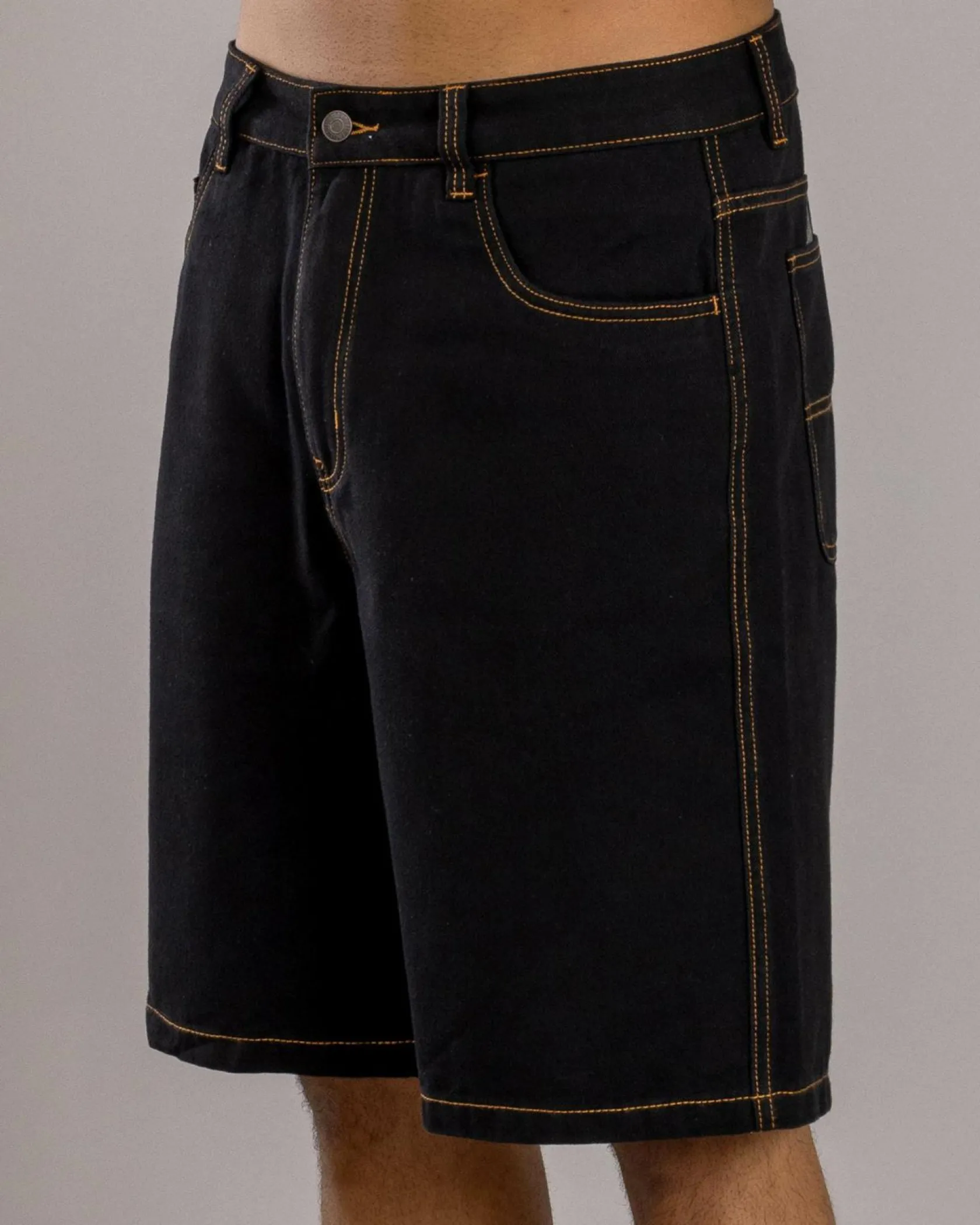 S-Double Print Denim Standard Shorts Double Dye Black Sale