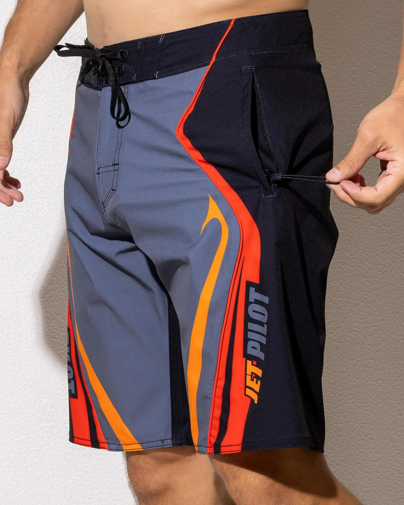 Jetpilot Pulse Streamliner 20" Board Shorts Charcoal/red Sale