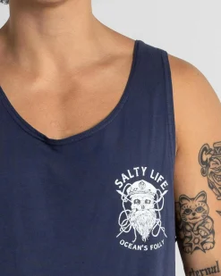 Salty Life Raider Singlet Navy New