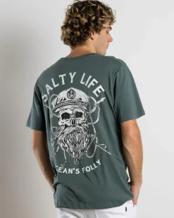 Salty Life Raider T-Shirt Green Outlet