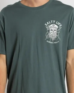 Salty Life Raider T-Shirt Green Outlet