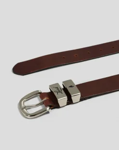 Lucid Rancher Leather Belt Brown/brushed Silver Outlet