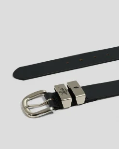 Lucid Rancher Leather Belt Black/brushed Silver Online
