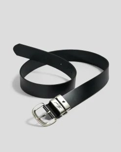 Lucid Rancher Leather Belt Black/brushed Silver Online