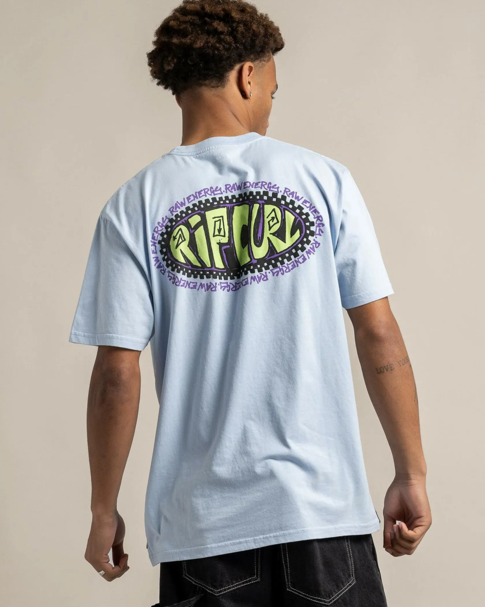 Rip Curl Raw Energy De Oval T-Shirt Blue Wind Sale