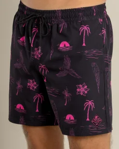 Skylark Recline Elastic Waist Shorts Black/pink New