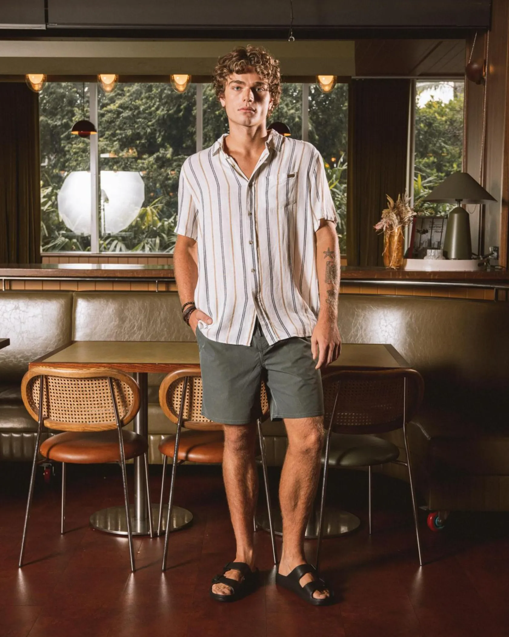 Skylark Reef Elastic Waist Shorts Olive