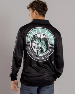 Salty Life Reel In Fishing Shirt Black Outlet