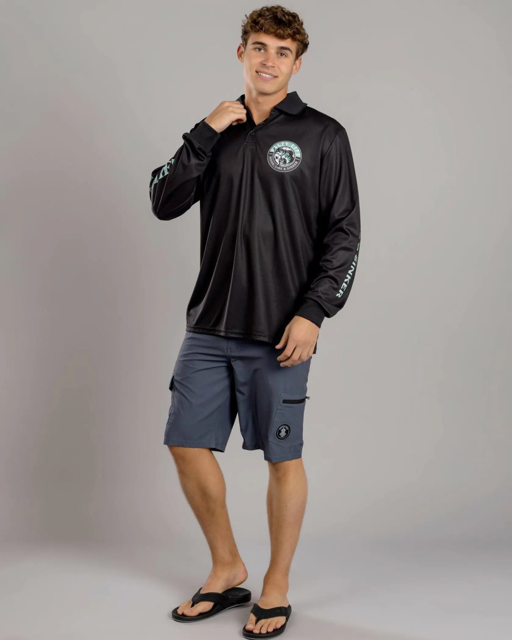 Salty Life Reel In Fishing Shirt Black Outlet