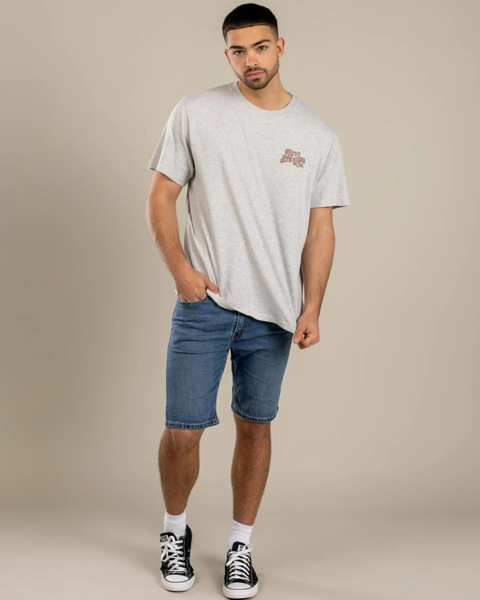 Levi's Relaxed Fit T-Shirt Worn By Cowboys Light Heather New