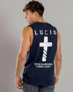 Lucid Reliquary Muscle Tank Navy Acid Hot