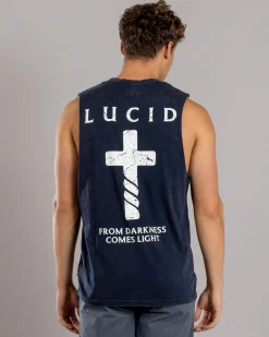 Lucid Reliquary Muscle Tank Navy Acid Hot