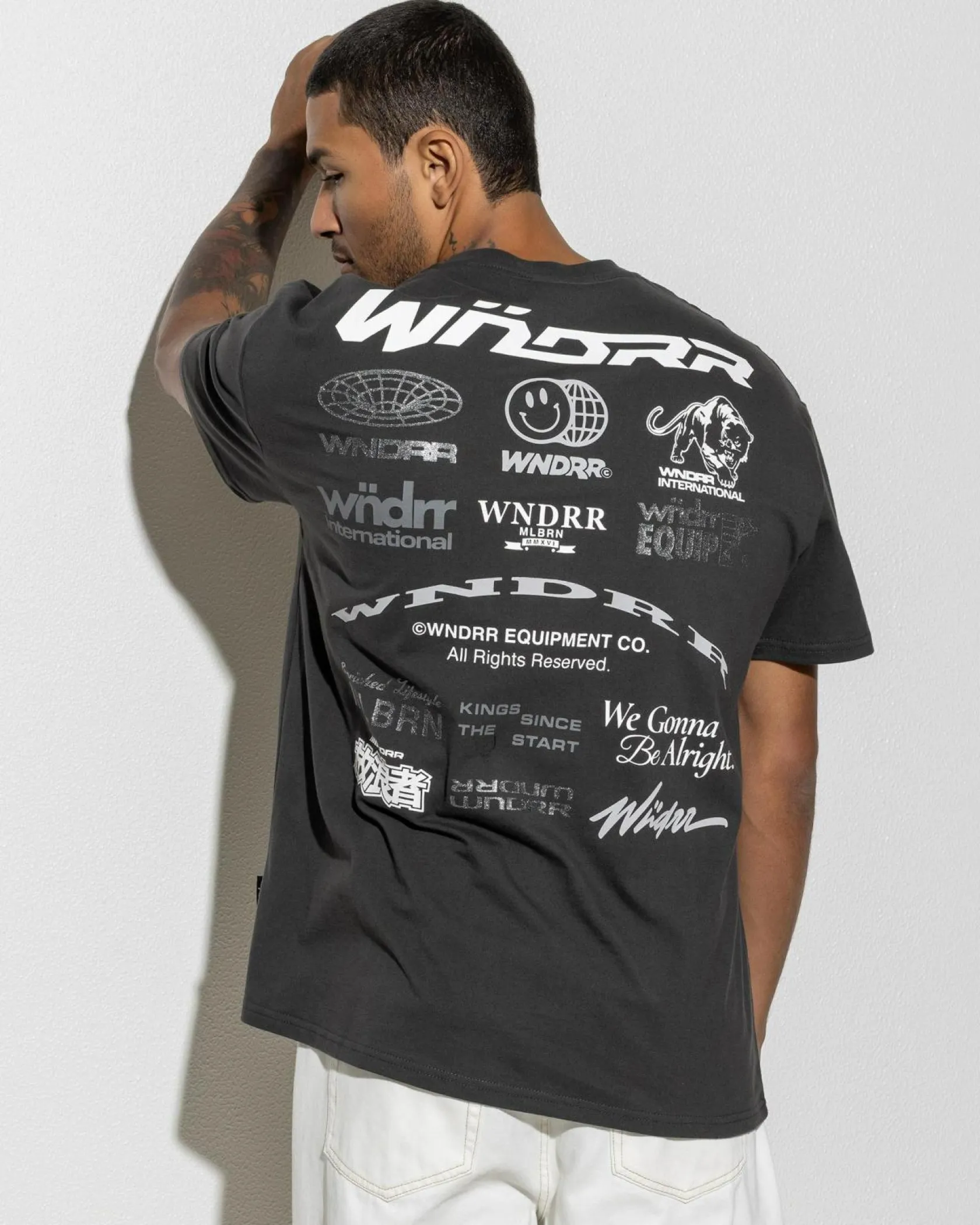 Wndrr Represent Box Fit T-Shirt Faded Black Clearance