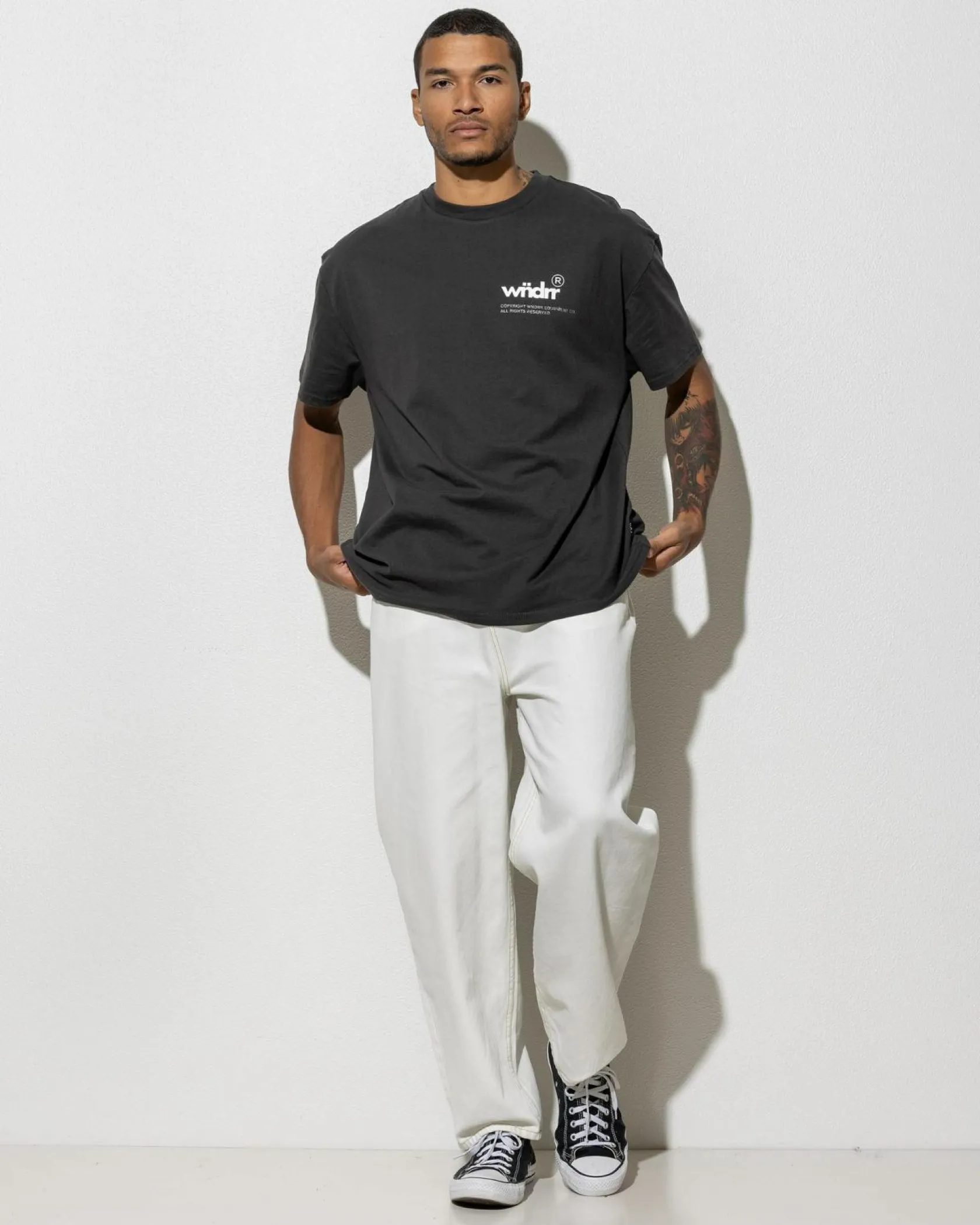Wndrr Represent Box Fit T-Shirt Faded Black Clearance