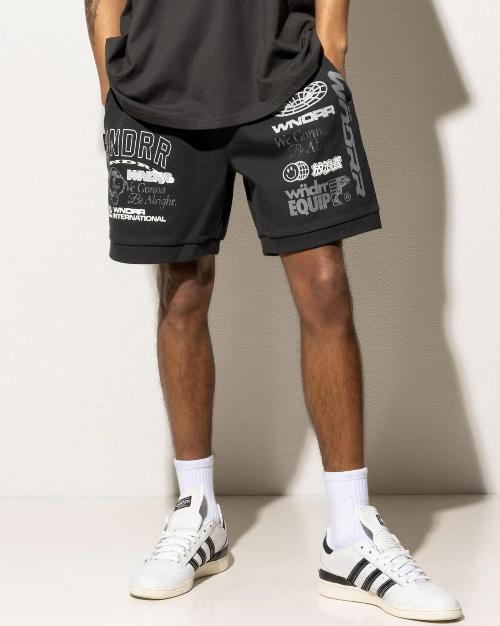 Wndrr Represent Track Shorts Faded Black Hot