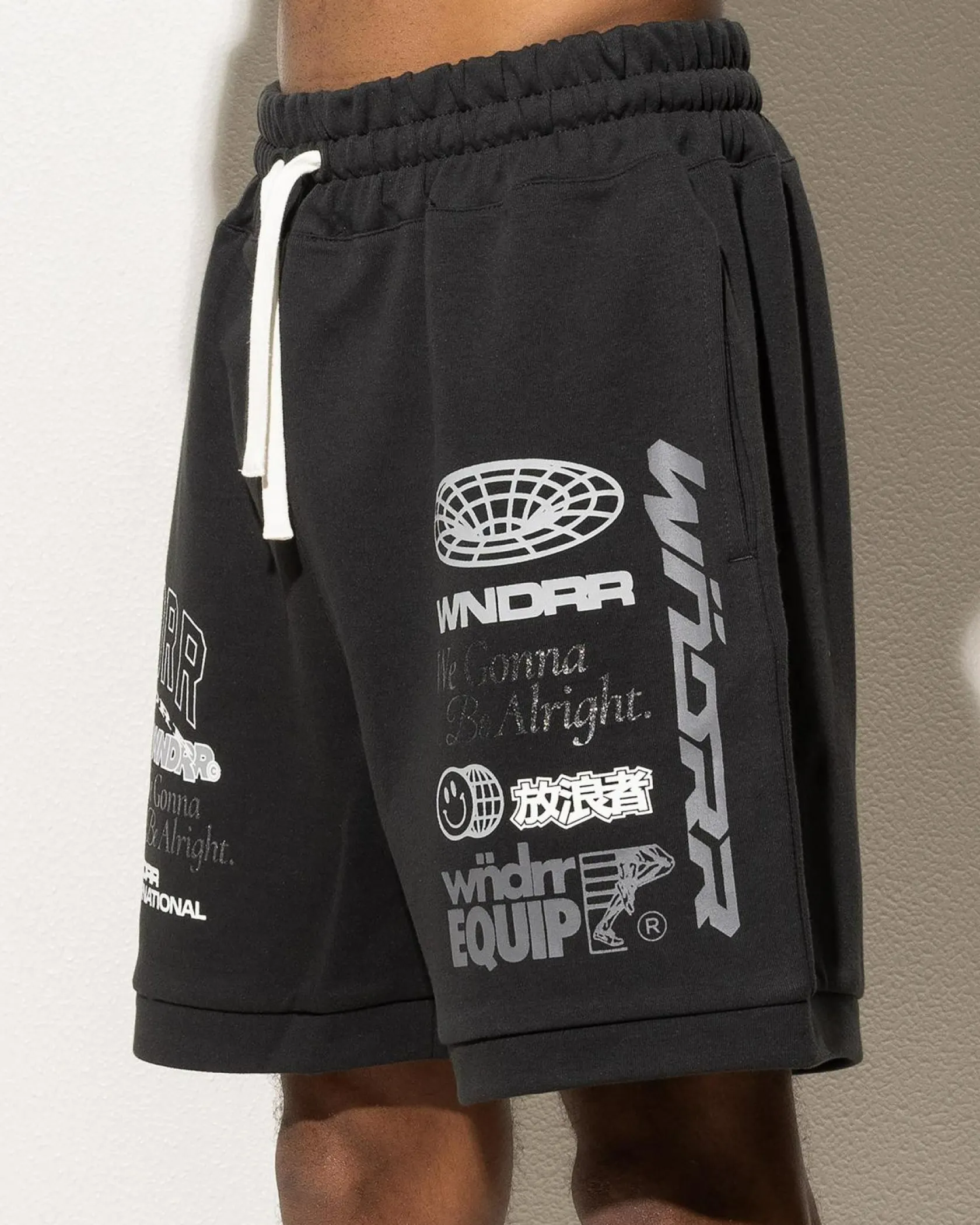 Wndrr Represent Track Shorts Faded Black Hot