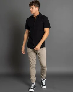 Lucid Requisite Short Sleeve Shirt Black Clearance