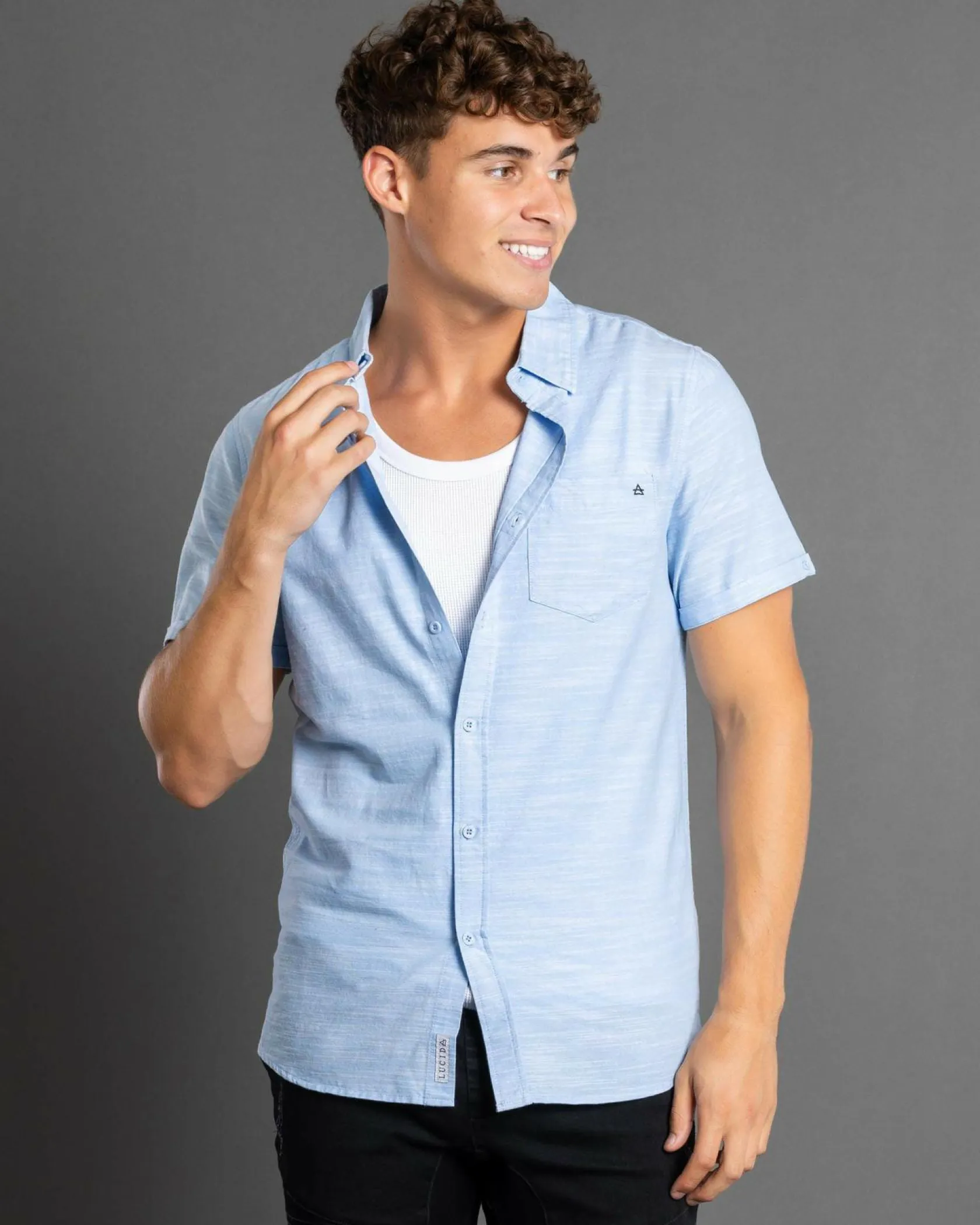 Lucid Requisite Short Sleeve Shirt Light Blue Sale