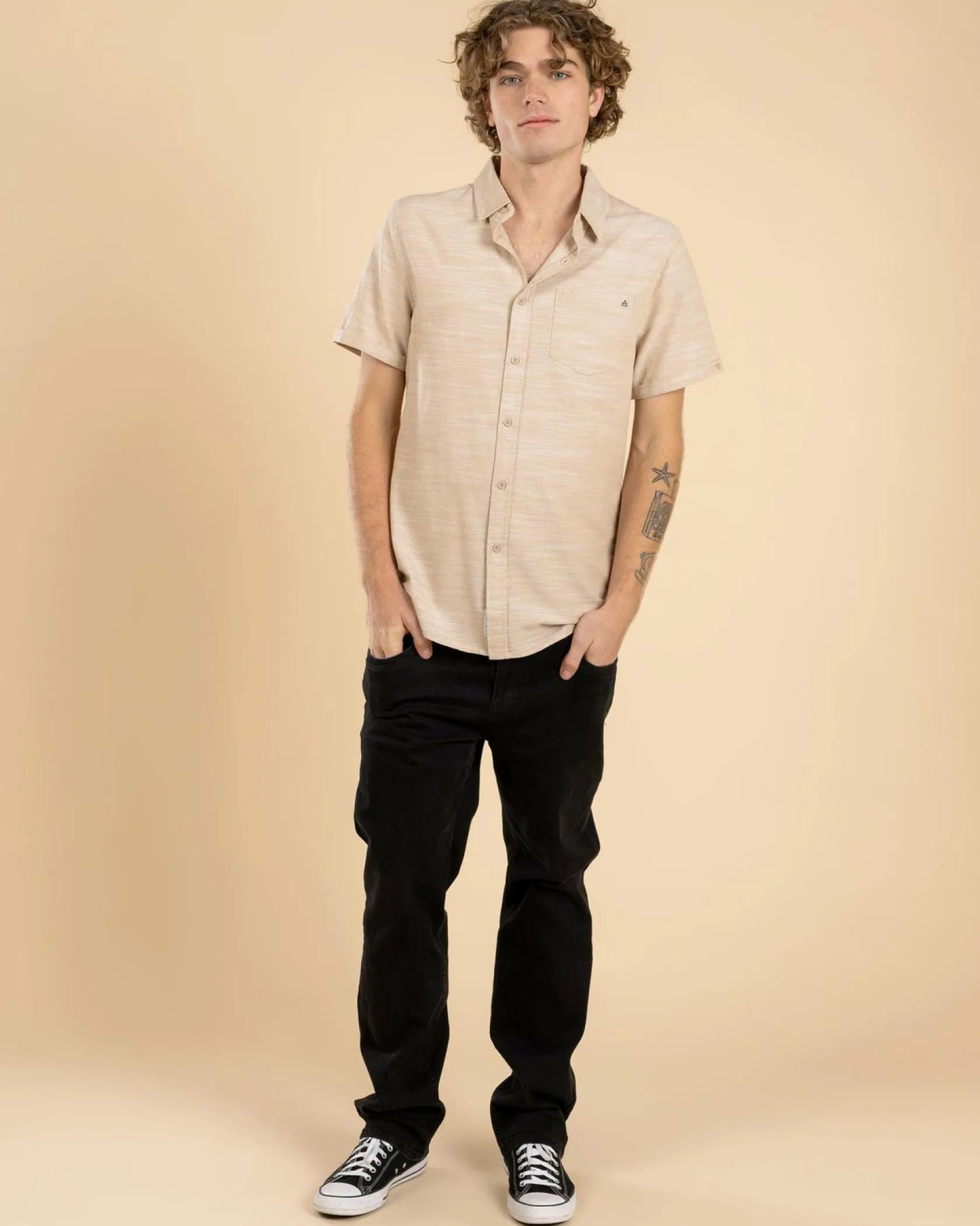 Lucid Requisite Short Sleeve Shirt Tan Outlet