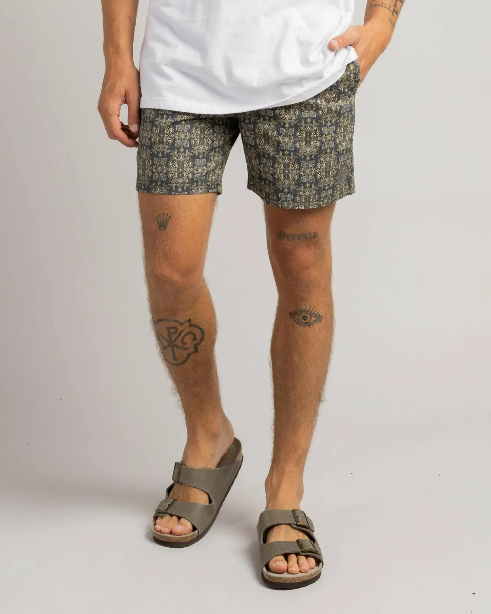 Skylark Retain Elastic Waist Shorts Slate Blue