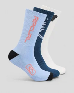 Rip Curl Retro Crew Socks 3 Pack Dark Navy
