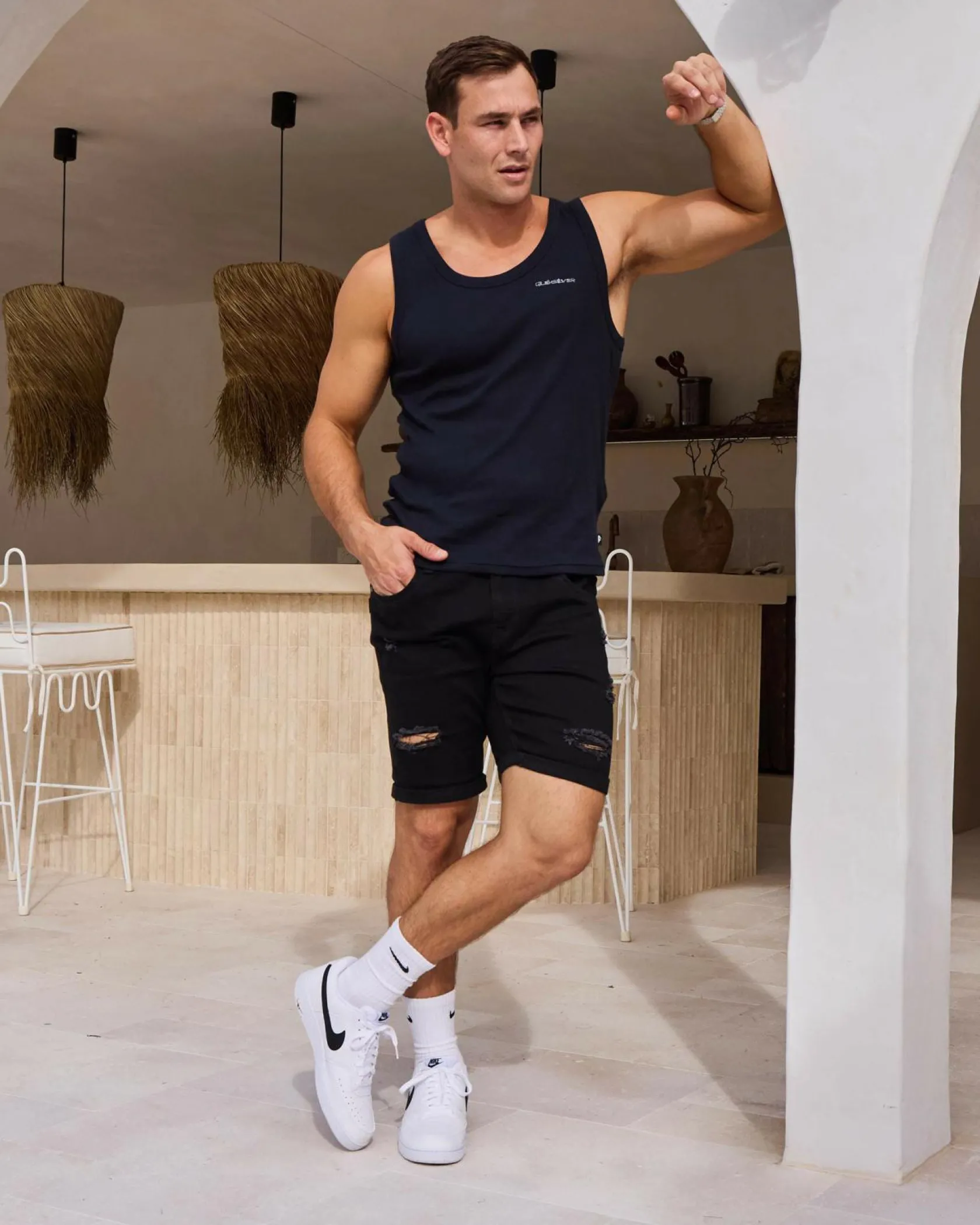 Quiksilver Ribbed Tank Singlet Black Clearance