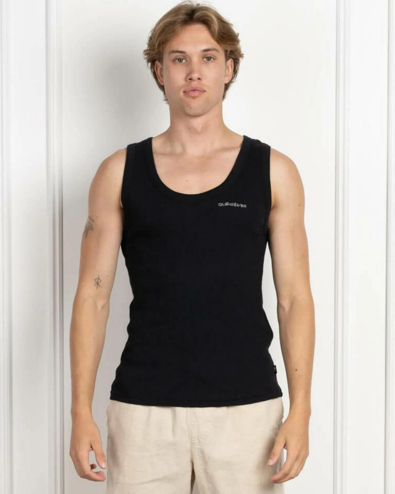 Quiksilver Ribbed Tank Singlet Black Clearance
