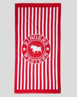 Ringers Western Ringers Stripe Towel Red Clearance