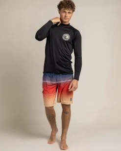 Jacks Rising Sun Long Sleeve Rash Vest Black Outlet