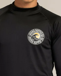 Jacks Rising Sun Long Sleeve Rash Vest Black Outlet