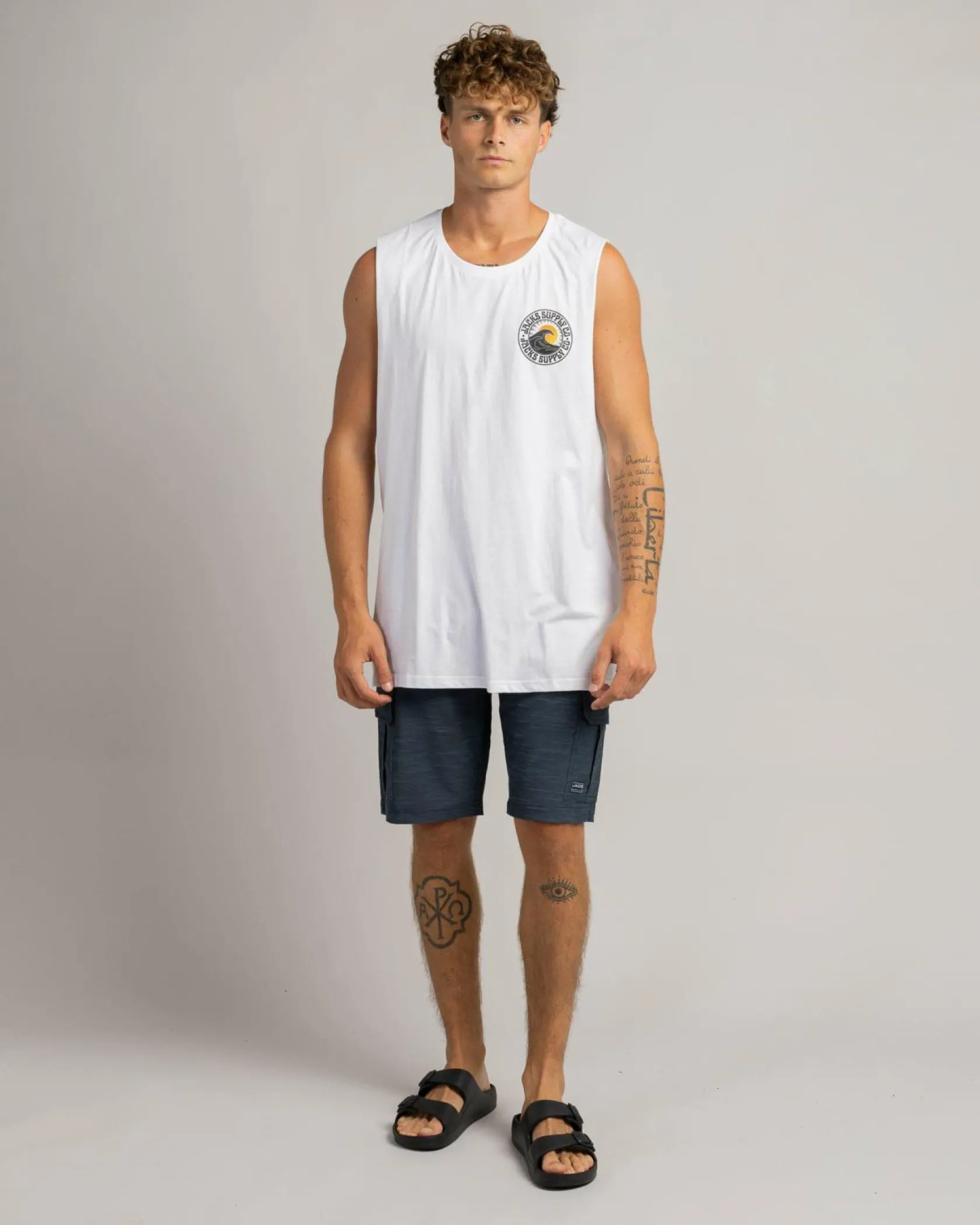 Jacks Rising Sun Muscle Tank White Hot