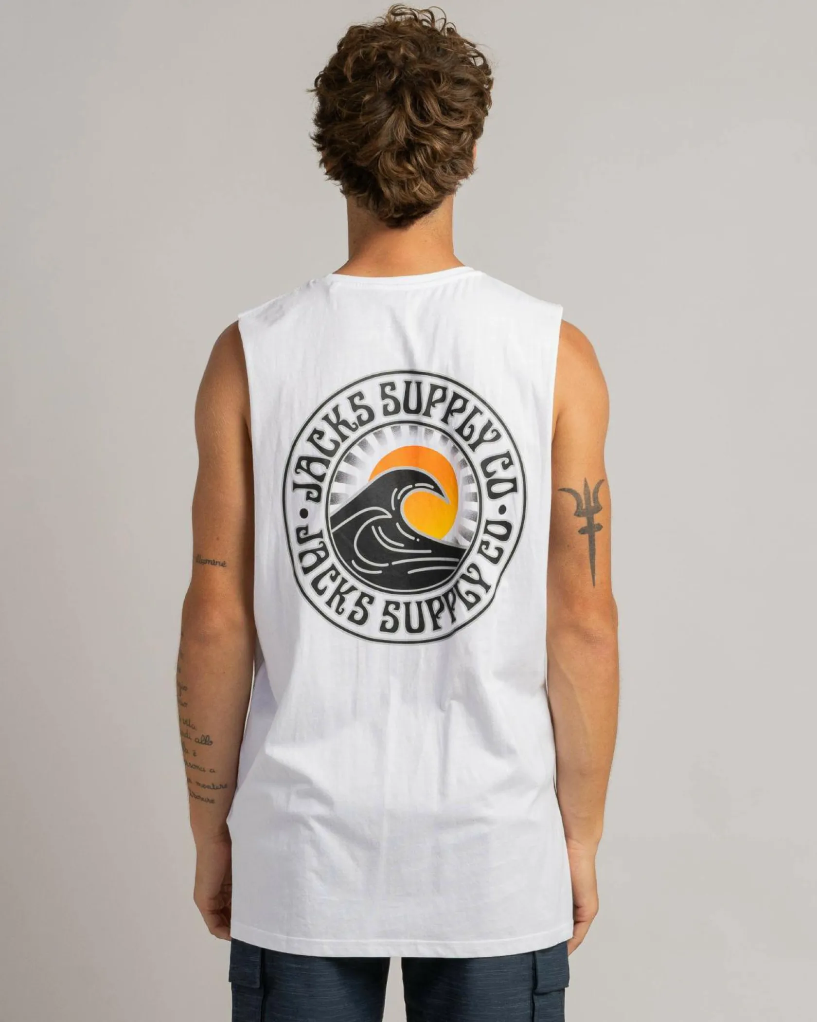 Jacks Rising Sun Muscle Tank White Hot
