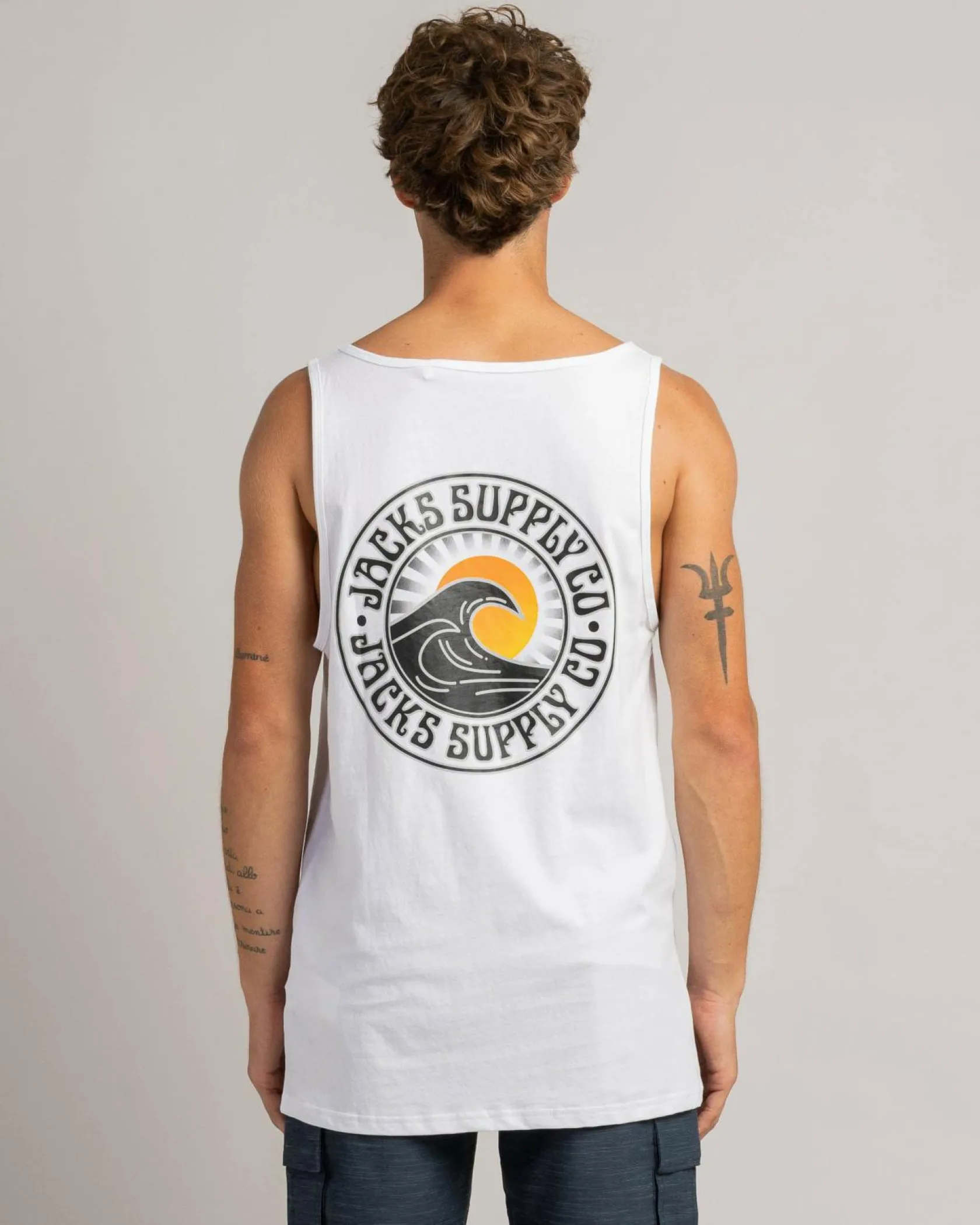 Jacks Rising Sun Singlet White Clearance