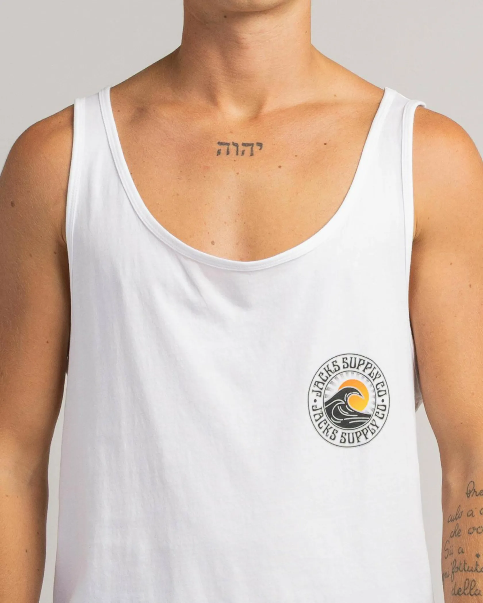 Jacks Rising Sun Singlet White Clearance