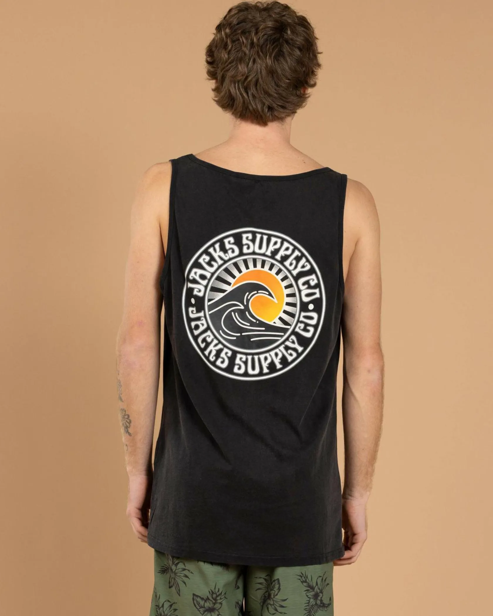 Jacks Rising Sun Singlet Black Acid