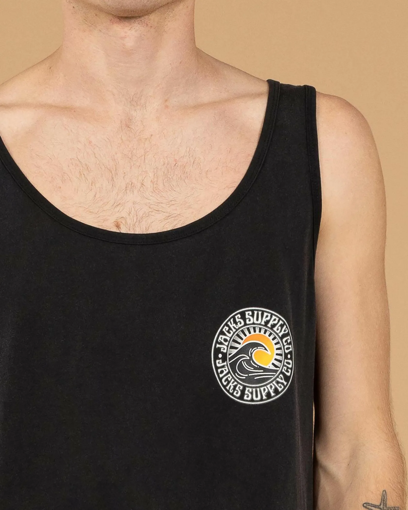 Jacks Rising Sun Singlet Black Acid