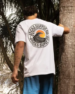 Jacks Rising Sun T-Shirt White New