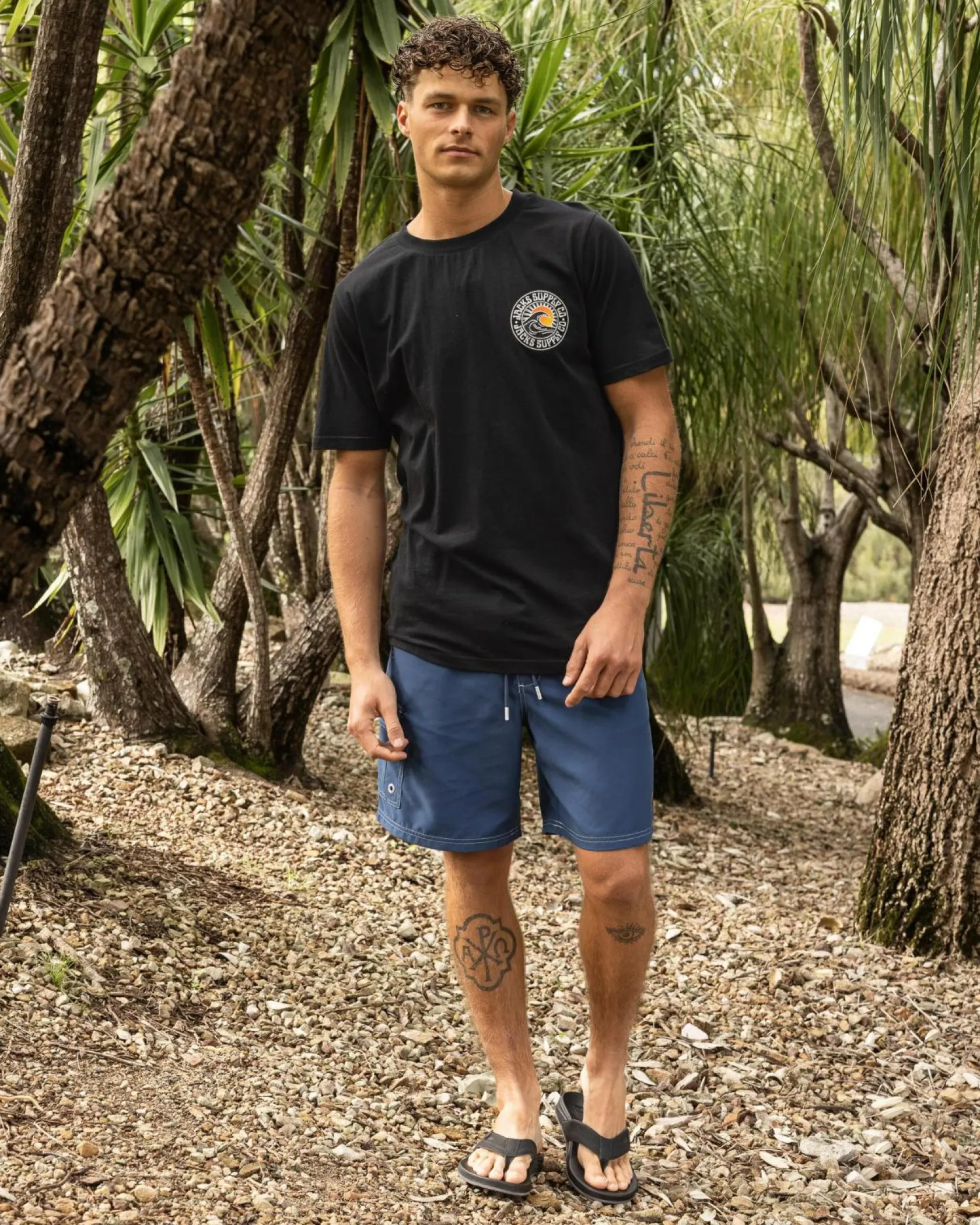 Jacks Rising Sun T-Shirt Black Hot