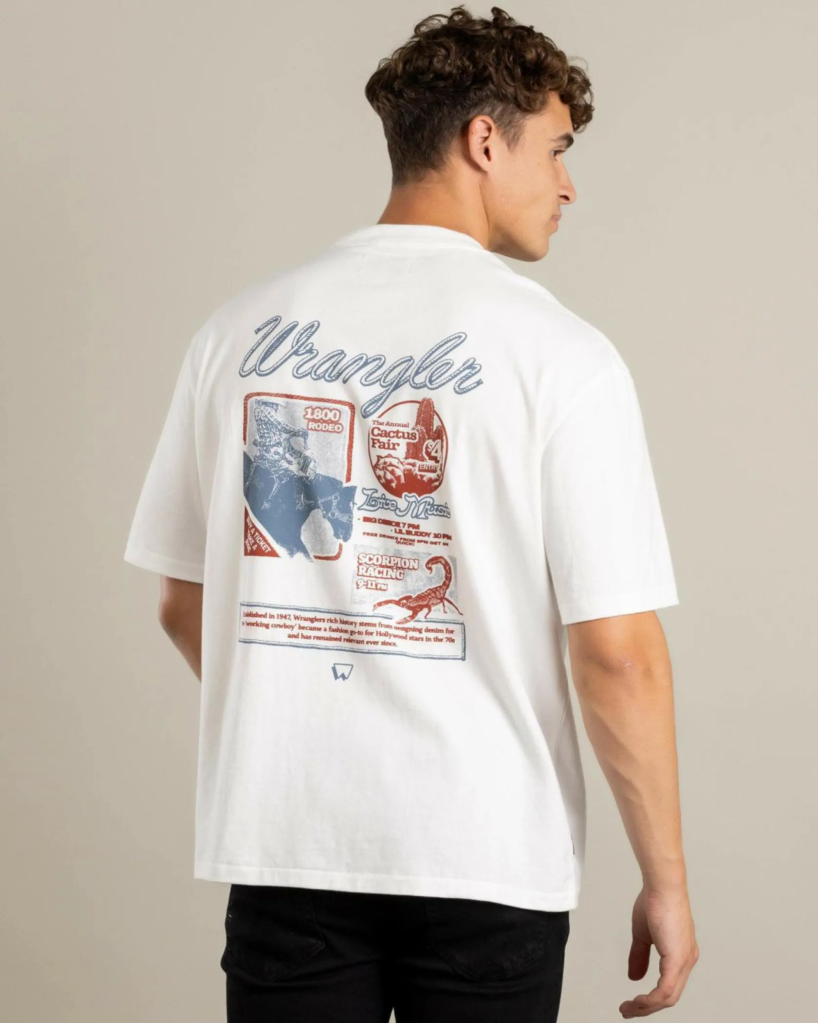 Wrangler 1800-Rodeo Slacker T-Shirt Vintage White Hot