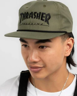 Thrasher Rope Snapback Cap Olive/black Best