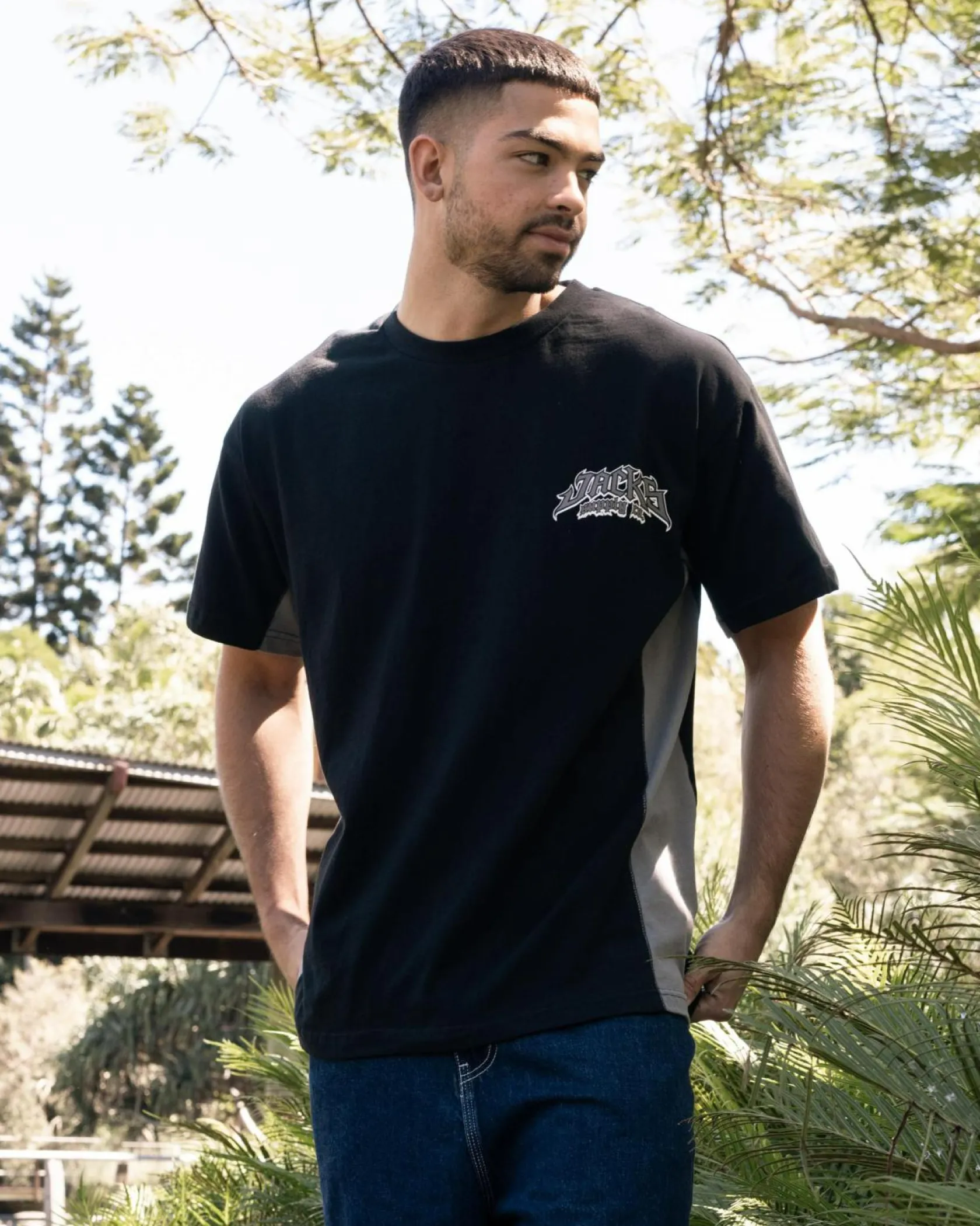 Jacks Rugged T-Shirt Black/grey Clearance