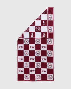 Ringers Western RW Check Towel Burgundy Discount
