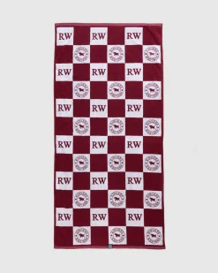 Ringers Western RW Check Towel Burgundy Discount