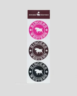 Ringers Western RW Small Round Stickers 3 Pack Multi