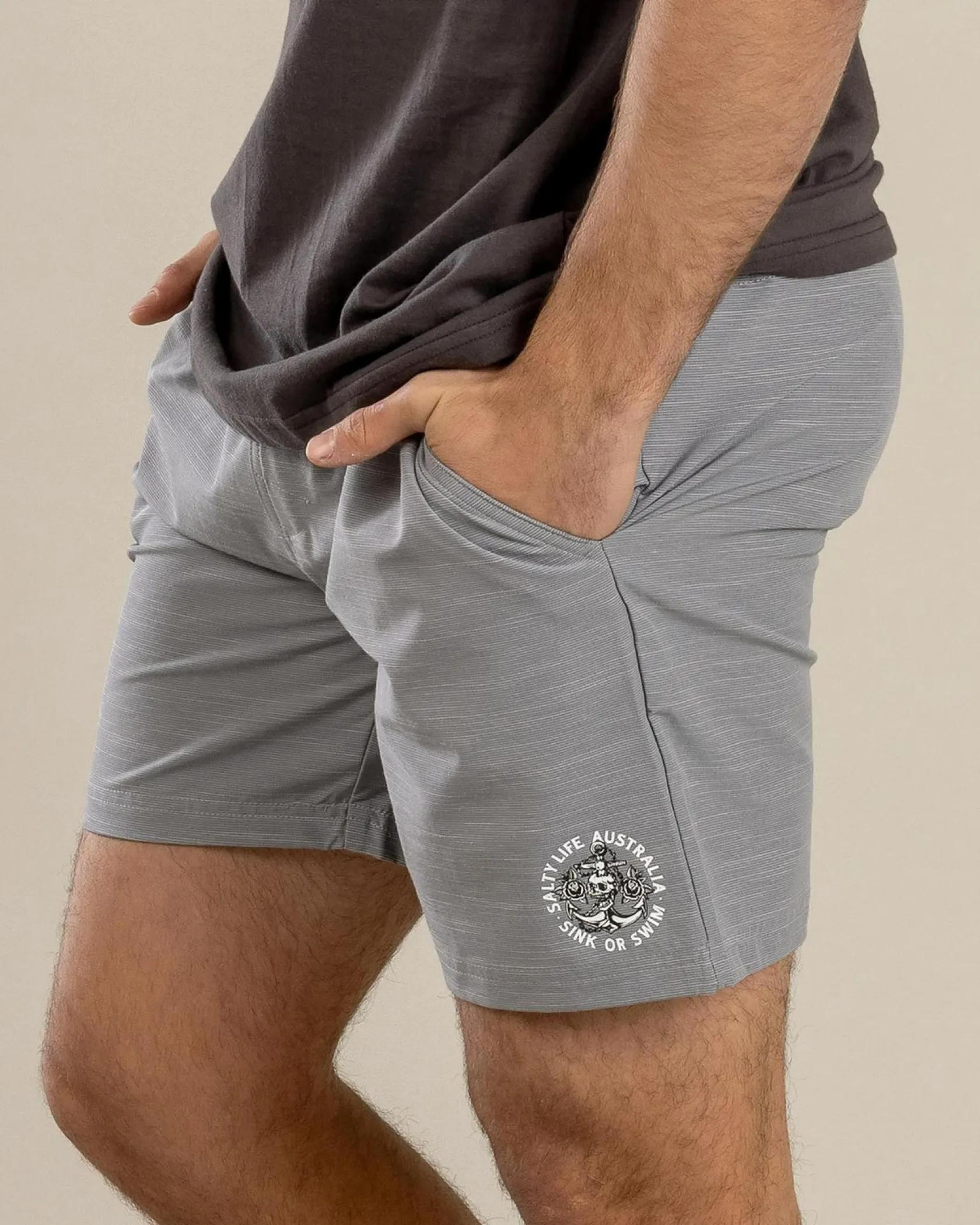 Salty Life Sail Elastic Waist Shorts Grey Clearance
